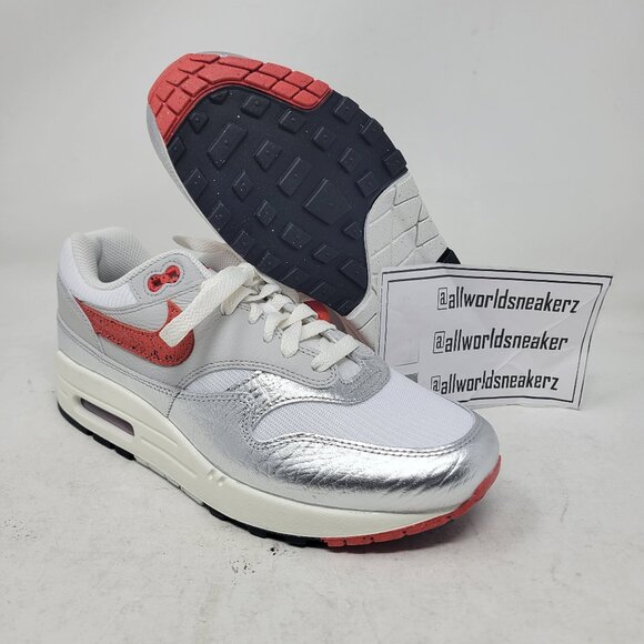 Nike Other - Nike Air Max 1 PRM Premium Hot Sauce Chile Red Pepper White Silver HF7746-100 8